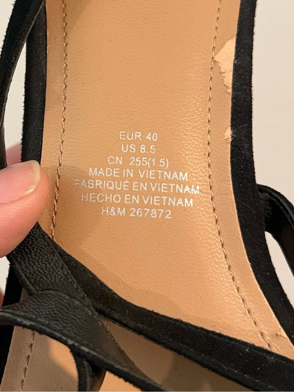 H&M Black Strappy Cork-Style Wedge Sandals